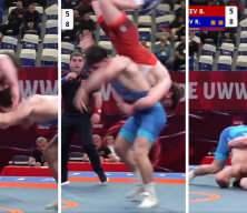 Rus g&uuml;reş&ccedil;iden yenilmek &uuml;zere olduğu m&uuml;cadeleyi son saniyede &ldquo;U&ccedil;an sincap&rdquo; hareketiyle kazandı