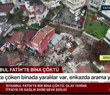 İstanbul Fatih'te bina &ccedil;&ouml;kt&uuml;! &Ccedil;ok sayıda ekip b&ouml;lgeye sevkedildi