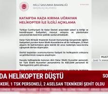 Katar'da askeri helikopter kaza kırıma uğradı! 