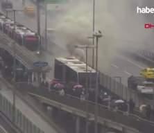 Şişli'de metrob&uuml;ste yangın!