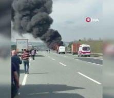 Kuzey Marmara otoyolu&rsquo;nda TIR yangını: Yol trafiğe kapatıldı