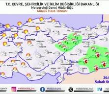 Meteoroloji Genel M&uuml;d&uuml;rl&uuml;ğ&uuml; yurt genelinde hava tahmininde bulundu 6 ili de sarı kodla uyardı
