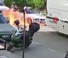 Antalya'da korku dolu anlar: Patlayıp alev topuna d&ouml;nen ara&ccedil;tan canlarını zor kurtardılar!