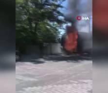Viranşehir&rsquo;de t&uuml;rbe ziyareti sırasında otob&uuml;s yangını