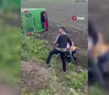 &Ccedil;anakkale'de otob&uuml;s devrildi: &Ccedil;ok sayıda yaralı var