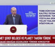 Cumhurbaşkanı Erdoğan TOBB Hizmet Şeref Belgesi t&ouml;reninde &ouml;nemli mesajlar verdi