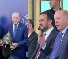 Cumhurbaşkanı Erdoğan'a İstanbul'un Fethinin 573'&uuml;nc&uuml; yıld&ouml;n&uuml;m&uuml;nde miğfer hediye edildi