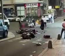 &Ccedil;orlu'da 2 kişinin yaralandığı kavga anı kamerada