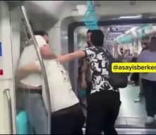 Marmaray&rsquo;da kavga ettiler, kavgayı ayırmaya &ccedil;alışan g&uuml;venliğe saldırdılar!