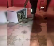 Bulaşık makinesine giren 2 metrelik karayılanı itfaiye &ccedil;ıkardı