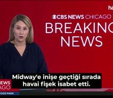 Chicago&rsquo;da nişe ge&ccedil;en yolcu u&ccedil;ağına havai fişek &ccedil;arptı