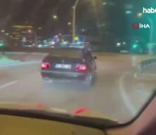 Drift atarken kazadan kıl payı kurtuldu