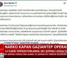 Gaziantep merkezli 14 ilde 'Narko Kapan Operasyonu'