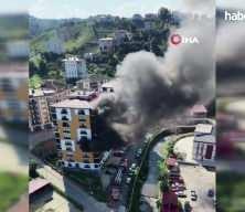 Rize'de 10 katlı apartmanda &ccedil;ıkan yangın korkuttu