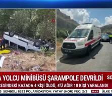 Sivas'ta yolcu minib&uuml;s&uuml;n&uuml;n devrildiği kazada 4 kişi &ouml;ld&uuml;, 10 kişi yaralandı