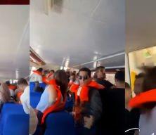 Girne a&ccedil;ıklarından batan gemideki panik anları kamerada