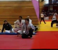 Judo m&uuml;sabakasında yenilgiyi hazmedemeyen sporcu rakibinin &ccedil;enesini kırdı