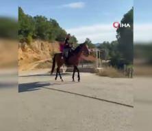 İlk g&uuml;nde yeğenini okula atla g&ouml;t&uuml;rd&uuml;