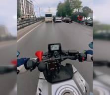 Sultangazi'de hatalı sollama kazası kask kamerasında