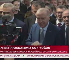 Erdoğan'a T&uuml;rkevi'nde coşkulu karşılama: İnşallah dolu dolu bir BM ge&ccedil;ireceğiz