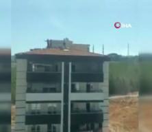 Gaziantep'te bina &ccedil;atısında y&uuml;rekleri ağza getiren kavga