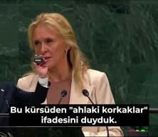 İzlanda Dışişleri bakanının Netenyahu i&ccedil;in s&ouml;ylediği "korkak" s&ouml;zleri BM'de alkış aldı