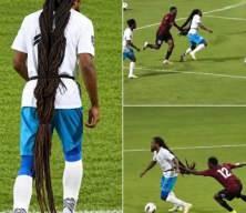 Uzun sa&ccedil; rakip takımdan iki futbolcuyu oyundan attırdı! İlgin&ccedil; anlar