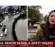 NTV muhabiri Beyzanur &Ouml;zer'e canlı yayında İETT otob&uuml;s&uuml; &ccedil;arptı