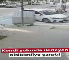 Eskişehir&rsquo;de bisikletliye &ccedil;arpma anı kamerada