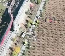 İspanya'daki 46 kişinin hayatını kaybettiği kaza alanı havadan g&ouml;r&uuml;nt&uuml;lendi!