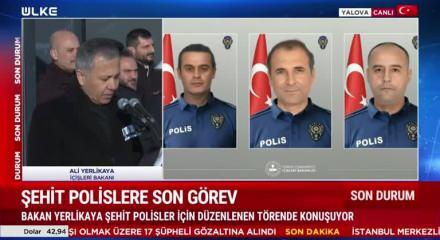 Yalova'daki &ccedil;atışmada şehit olan polislerimiz son yolculuklarına uğurlandı