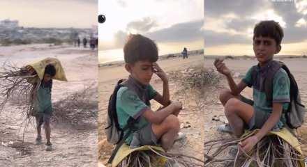  Ailesine un alabilmek için odun satan küçük Halid'den Gazze gerçeği