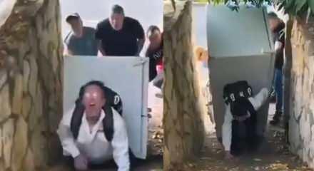 Filistinlilerini eşyalarını çalan siyonist İsrailli dolabın altında kaldı