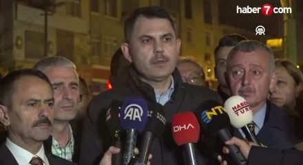 Bakan Kurum, Kocaeli'de çöken apartmanın bulunduğu bölgede inceleme yaptı