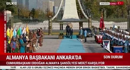 Cumhurbaşkanı Erdoğan Almanya Başbakanı Merz'i kabül etti