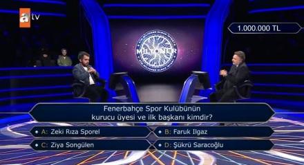 Milyoner'e damga vuran 1 milyon TL'lik Fenerbahçe sorusu: İlk başkanı kimdir?