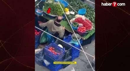 Pazarda skandal görüntüler! Müşteriye seçtiği yerine farklı ürün verdi