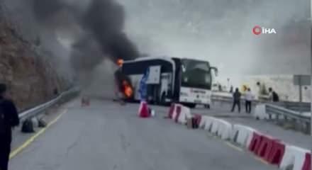 Seydişehir’de yolcu otobüsü alev alev yandı: Facia son anda önlendi