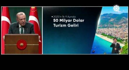 Cumhurbaşkanı Erdoğan: 2025 yılının ilk 9 ayında ülkemiz 50 milyar dolar turizm geliri elde etti