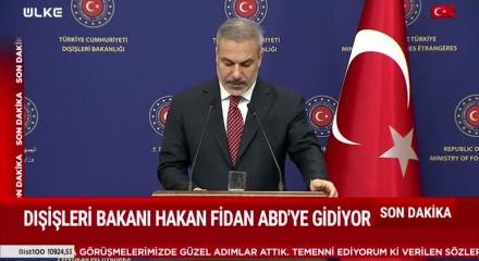 Dışişleri Bakanı Hakan Fidan ABD'ye gidiyor