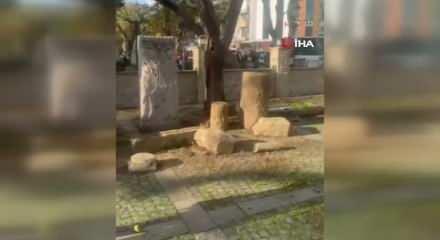 Balıkesir’de altyapı çalışmasında 7 metreden Bizans sütunu çıktı