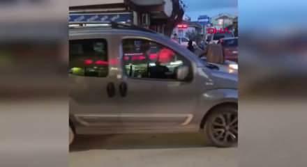 Cadde ortasında kan donduran görüntü! O anlar kamerada