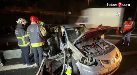 Tırın çarptığı otomobil hurdaya döndü!