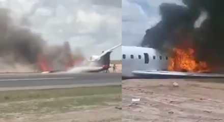 Afrika ülkesinde Bakan ve 20 kişilik ekibi taşıyan uçak pistten çıktı! 