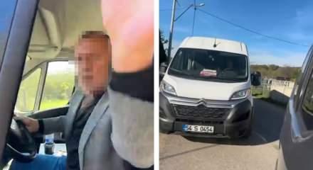Öğrenci dolu okul servisi şoförünün, trafikte bıçaklı tehdit iddiası