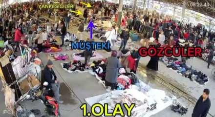 Pazaryerinde akılalmaz yankesicilik! Saniye saniye görüntülendiler