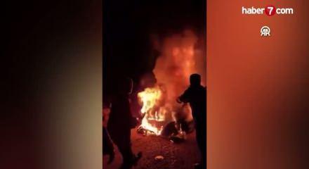 Alev alan araçtaki 5 kişiyi kurtardı! Bakandan Tunç'tan tebrik mesajı