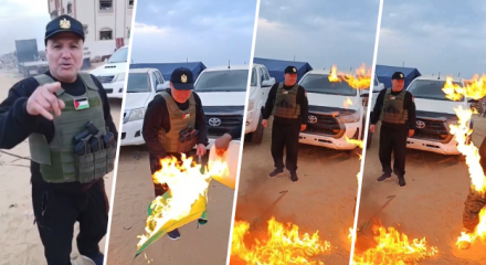 Beceriksiz işbirlikçi! Hamas’ı tehdit edip flama yakarken kendi militanını tutuşturdu