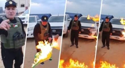 Beceriksiz işbirlikçi! Hamas’ı tehdit edip flama yakarken kendi militanını tutuşturdu