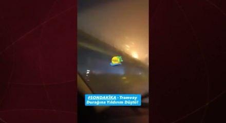 Tramvay hattına yıldırım çarptı! Peş peşe patlamalar oldu